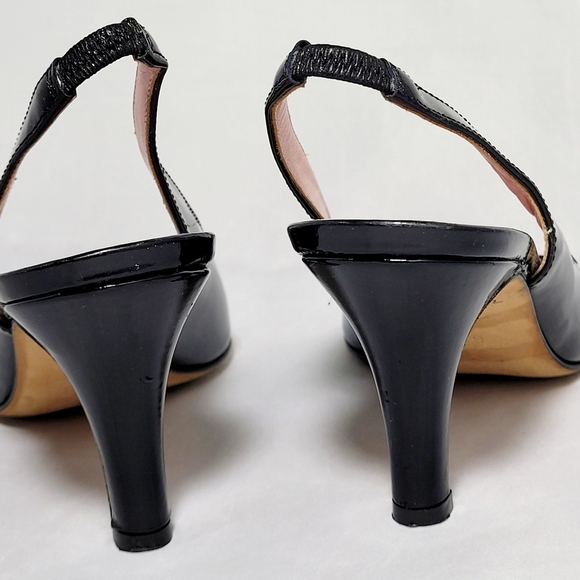 Amalfi Black Patent Leather Women's Slingback Heels EUC - Picture 3 of 7